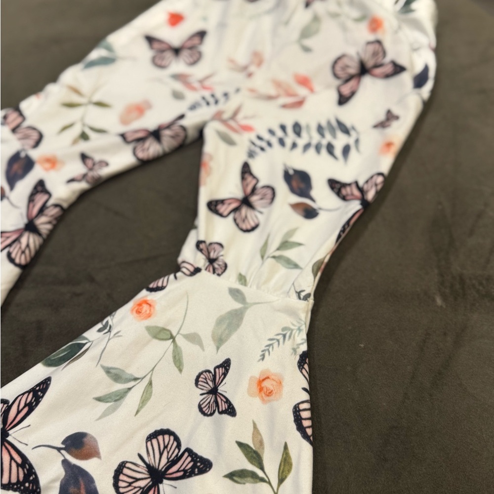 Floral Butterfly Print Flared Pants - Picture 3 of 4